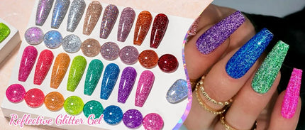 Red Reflective Glitter Gel Nail Polish Sparkling Glitter Flashy Semi-permanent Soak Off Nail Art UV Gel Varnish Nail Supplies