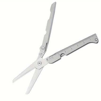 Portable Multifunctional Folding Scissors, Stainless Steel Outdoor Survival Tool for Camping Fishing Hunting