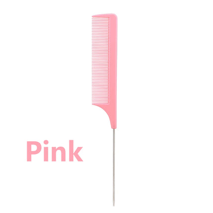 1pc Professional Pointed Tail Comb Salon Hair Styling Stainless Steel Antistatic Dyeing Hair Comb Special for Real Hair Wigs