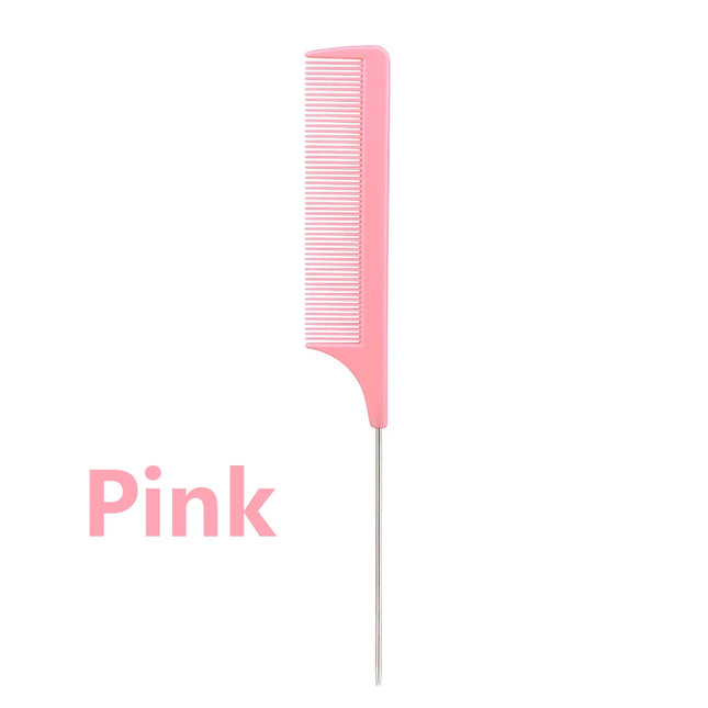 1pc Professional Pointed Tail Comb Salon Hair Styling Stainless Steel Antistatic Dyeing Hair Comb Special for Real Hair Wigs