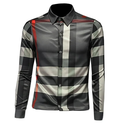 Fashionable Long Sleeve Slim Fit Men's Shirt Trendy Korean Style Checkered Casual Shirt for Spring And Autumn in Mainland China