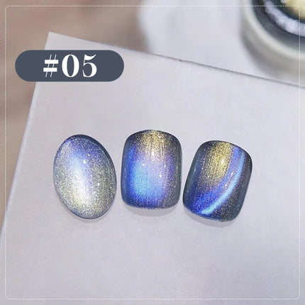 MIANEL 10ML Northern Colorful Blue Light Glass Beads Cat Eye Gel Nail Polish Flashing Versatile Winter Blue Nails