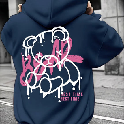 2026 hit product - Hooded plush bear patterned top - Fall fashionable urban outdoor style cool clothing