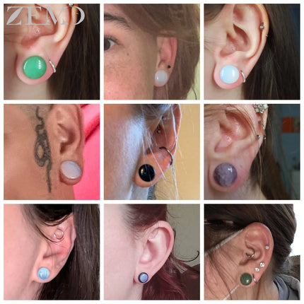 ZEMO 2pcs/lot Natural Stone Ear Plugs and Tunnels Unisex Punk Large Gauges Single Flare Flesh Stretcher Expander Piercings 4-18MM