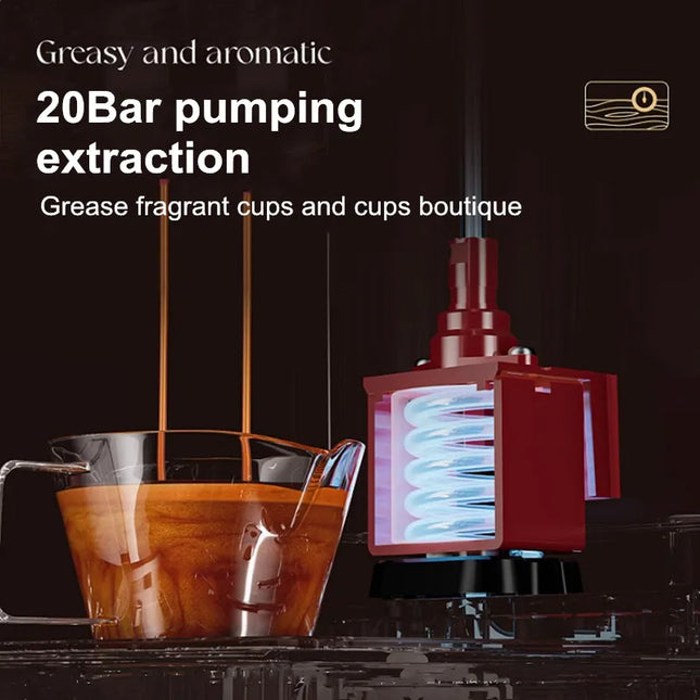 Coffee Maker Stainless Steel Italian Household Small Semi-Automatic Coffee Machine Steam Milk Frother Office Concentration