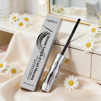 Zephoco Waterproof Mascara Gel Lengthening Natural Curl Smudge Proof No Clumps Long Lasting Thin Brush Volumizing Mascara Black