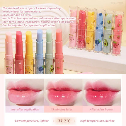 Fruity Color Changing Lip Balm Natural Temperature Change Coloured Lipstick Long Lasting Moisturizing Makeup Cosmetics for Women
