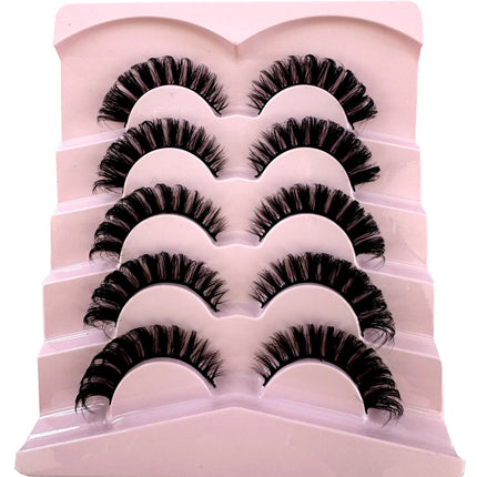 HBZGTLAD 3D natural cat eye fluffy soft cross 5 pairs of comic eyelashes Wispy natural eyelash extension eyelashes