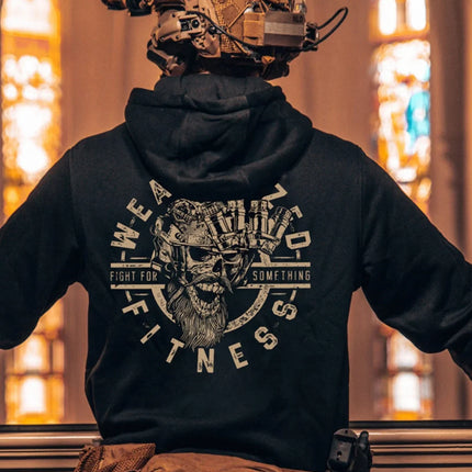 Military Enthusiast Print Men Women Hooded Sweatshirt Autumn Winter Daily Outdoor Vacation Fitness Casual Loose Warm Sportswear