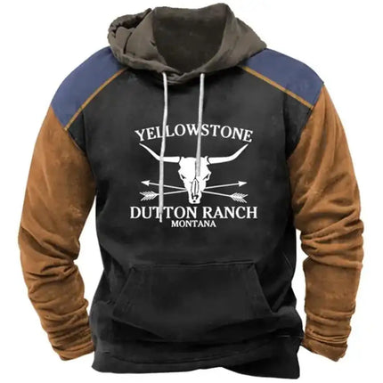 New Hoodies Sweatshirt Men's Hoodie 3D Cowboy Printed Pullover Oversized Men’s Tops Male Yellowstone Loose Vintage Clothes Hot