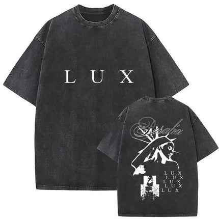Harajuku Vintage Clothing  Vintage Washed Rosalia Lux Tour 2025 T Shirt Harajuku Aesthetic Oversized T-shirts Unisex