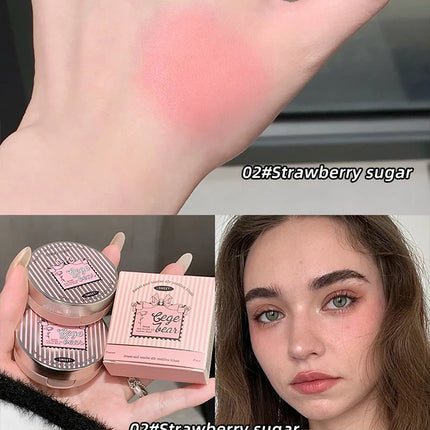 Gege Bear 3 Colors Matte Cream-Textured Cushion Blush with Puff,  Powder-free, Smooth Application, Create  Flawless Daily Makeup