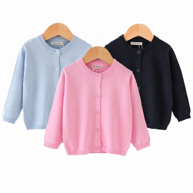 Kids Cardigans for Girls 90-140cm Sweater White Black Toddler Baby Boy Knitwear Jacket Spring Autumn Cotton Children Clothing