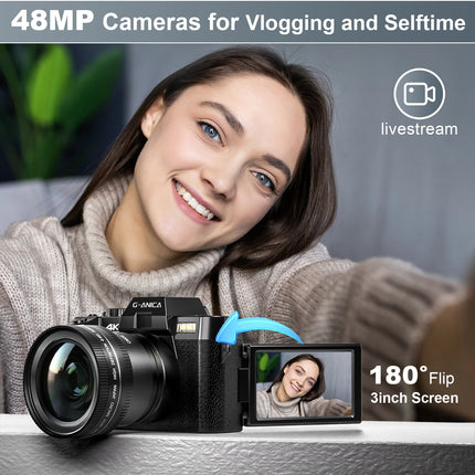 NBD S100F 4K Digital Camera Vlogging 48MP 3"Flip Screen Autofocus 16X Zoom Compact Camera YouTube Wifi Connection