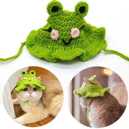 Knitted Cute Soft Cat Hat Halloween Christmas Party Costume Head Wear Accessories for Puppy Pet Kitten Little Dogs Small Animals