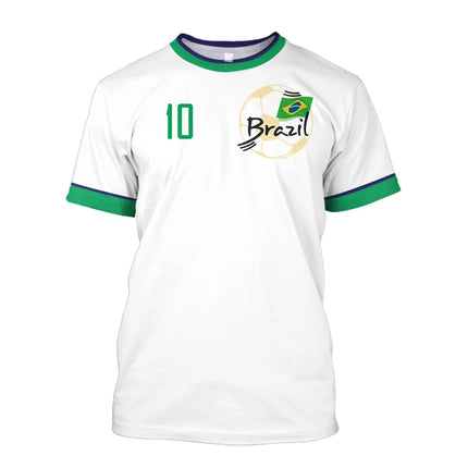 Simple Brazil Football T-shirts Summer Fashion Short Sleeve 3D Brazilian Flag Printed T Shirts Casual Sports Tops Men's Clothes