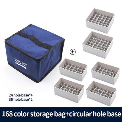 FINECOLOUR Large Capacity Zipper Pen Bag Art Markers Canvas Storage Navy Blue Bag Hold With base 120/168/240Pcs Markers Pen