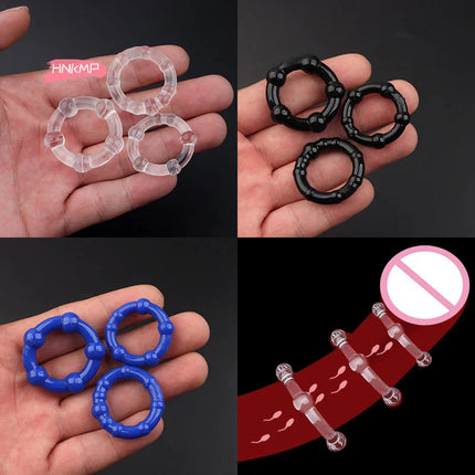 3Pcs/Set Silicone Cock Rings Set for Men Penis Enhancer Stronger Erection Delay Ejaculation Adult Sex Toys 18+