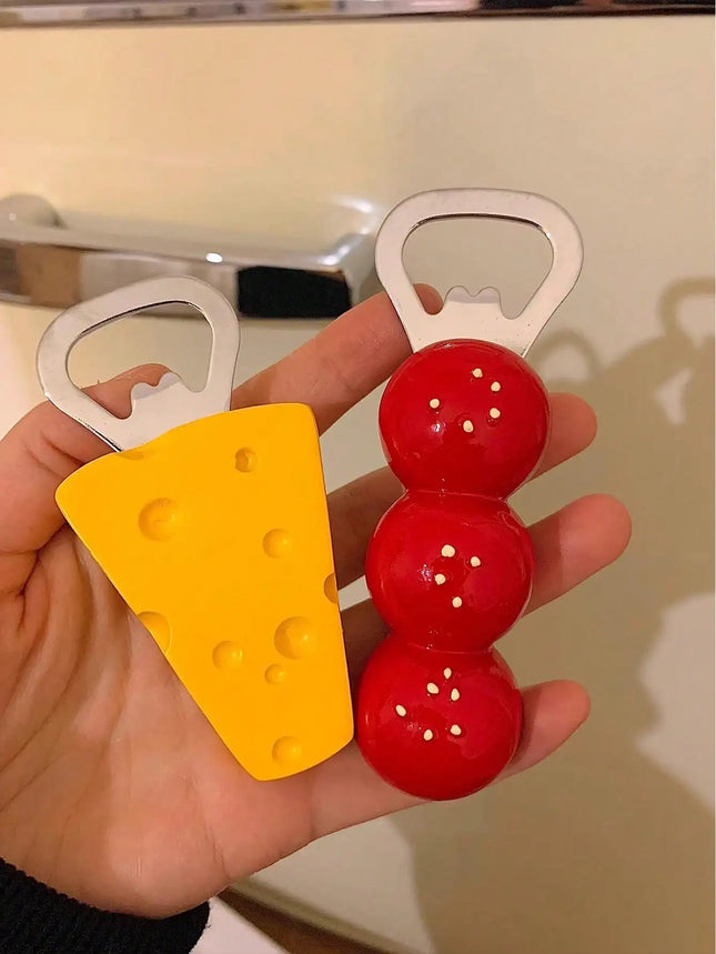 1pc household cute magnetic bottle opener, Tomatoes on sticks cheese refrigerator sticker, decorative bottle opener
