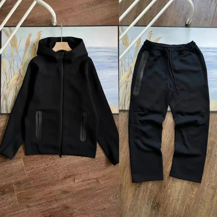 Men Knit Zip Hoodie Pants Set Sports - Windproof Cotton Casual / Ensemble Homme Hoodie Zip Pantalon - Coupe-Vent Coton