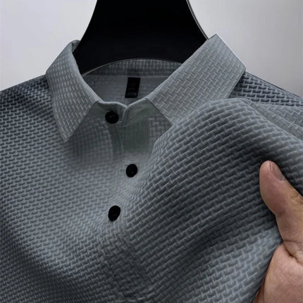 Summer men's loose and comfortable short-sleeved polo shirt ice silk breathable business fashion T-shirt high quality clothing