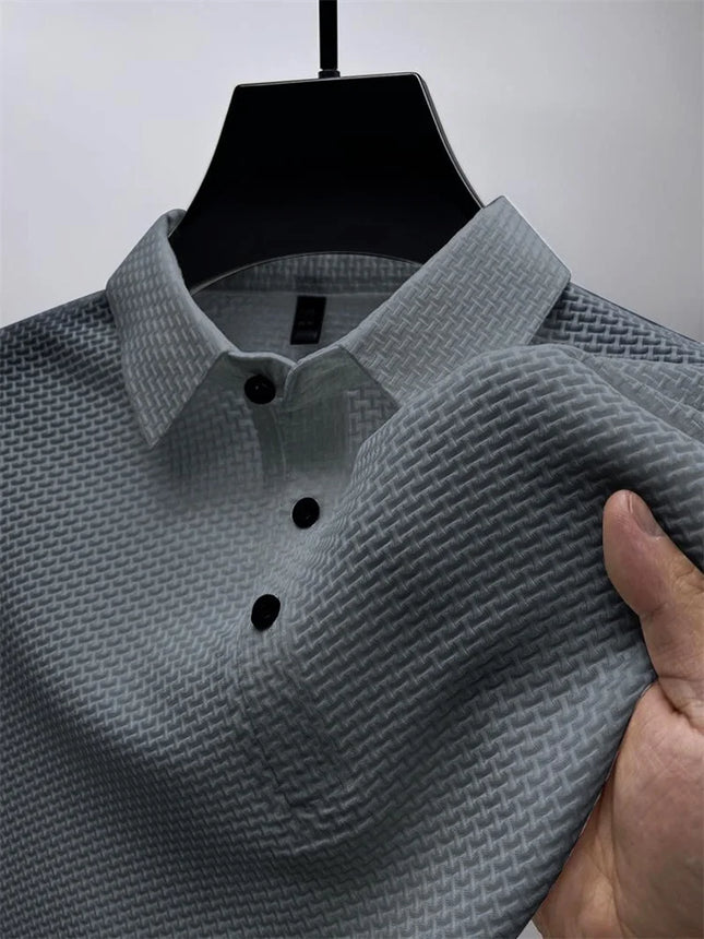 Summer men's loose and comfortable short-sleeved polo shirt ice silk breathable business fashion T-shirt high quality clothing