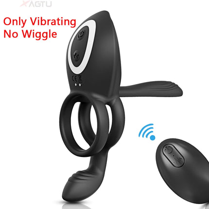 2025 Wiggle Swing Cock Ring for Men Ejaculation Delay Remote Control Penis Vibrator Ring Vagina Stimulator Sex Toy for Couples
