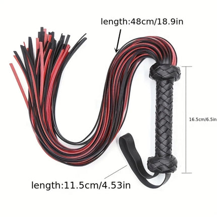 Long Black Genuine Leather Leather Whip for Horse Riding Soft Crop for Equestrian Floggers for Cosplay Costume Stick To Train