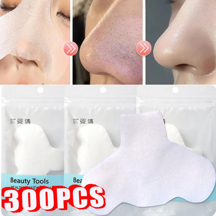100-300PCS Blackhead Nose Mask Paper Disposable Moisturizing Blackhead Nose Mask Strips Paper Cosmetic Cotton Skin Care Stickers