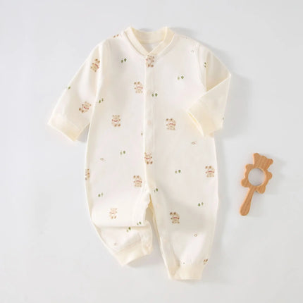 2026 Newborn Baby Romper Spring Autumn 0-24M Girl Boy Cotton Onesie Infant Cartoon Print Soft Breathable Sleepwear Kids Clothing