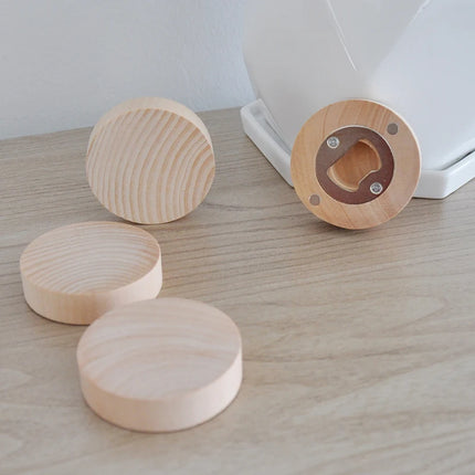 40Pcs Wooden Round Simple Fridge Sticker Bottle Opener Refrigerator Magnet Bottle Openers Universal Kitchen Accessories