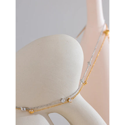 Yhpup Stainless Steel Cubic Zirconia Necklace Anklet Bracelet Rust Proof Attractive Classic Bling Chic Thin Chain Jewelry