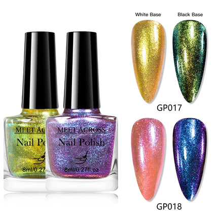 2pcs Chameleon Nail Polish Kit 8ml Natural Dry Saving Time Long Lasting Glitter Nail Art Polish For Manicure DIY Nail Supplies