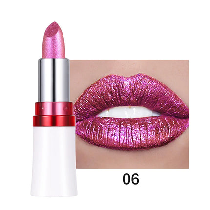 Radiation Metallic Blue Purple Chameleon Lipstick Glitter Diamond Color-Changing Green Lip Gloss Pearl Shine Charming Makeup