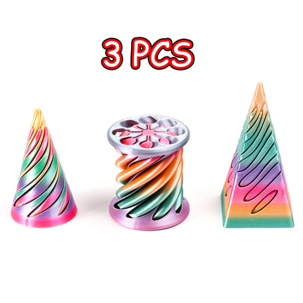 3D Printed Spiral Cone Fidgeting Toy Rotating Animal Pyramid Passthrough Sculpture Antistress Anxiety Relieving Game Adults Toys