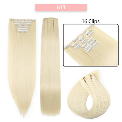 24Inchs 16 Clips in Synthetic Hair Extensions Long Straight Hairstyle Synthetic brown Black Hairpieces Heat Resistant False Hair
