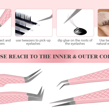 MAYOOC Eyelash Tweezers With Fiber Tips Stainless Steel High Precision Tweezer Volume Fans lash Tweezer Makeup Tools Custom Logo
