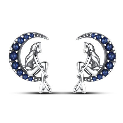 925 Silver Charms Plata De Ley 925 Jewelry Women Fashion Cute Tiny Clear Crystal CZ Stud Earrings Star Starfish Dolphin Earrings