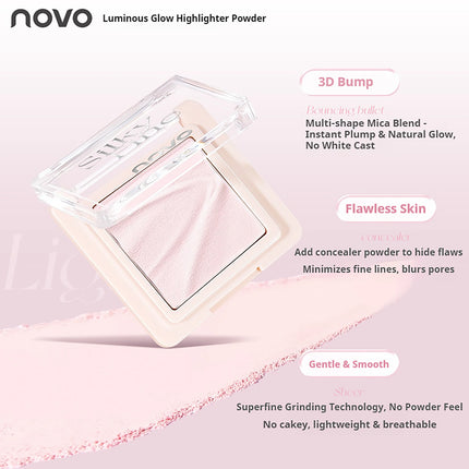 NOVO Monochrome Matte Highlighter Powder Brightens facial contours Smooths tear troughs Natural finish with flawless application