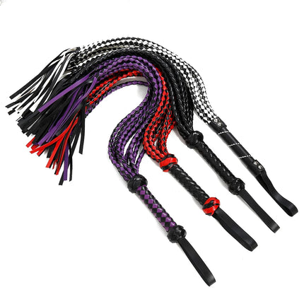 High Quality Erotic Toys Pimp Whip Party Flogger Fetish Horse Tassel Tails Lash Spanking Whip Queen Black Horse Riding Whip