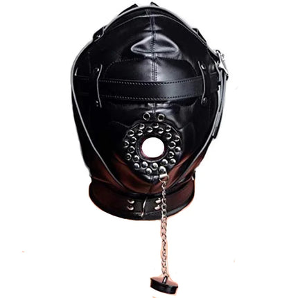 SM Leather Padded Hood Blindfold,Head Harness Mask Gag, BDSM Bondage ,Sex Toys For Couples Accessories