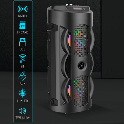Bluetooth Speaker Dual Speaker Stereo Outdoor Tfusb Playback Fm Voice Broadcasting Portable Subwoofer 50 Wireless Speaker