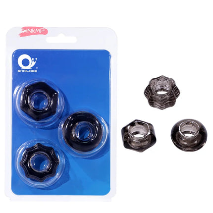 3Pcs TPE Male Penis Cock Ring Set for Men Ejaculation Delay Rubber Rings Enlargement Male Sex Toys Adult Cock Ring