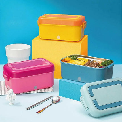 12V/220V Electric Heated Lunch Box No Water Added Car Food Heater Portable Camping Insulated Lunch Box Work Lunch Box 1000ml
