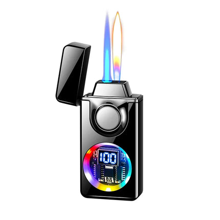 2025 Voice Controlled Ignition Gas Lighter 4 Ignition Methods Battery Display Open Fire Switching Jet Fire USB Electric Lighters