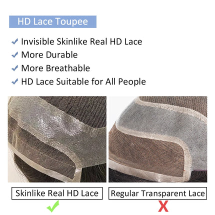 Men's Capillary Prosthesis Front HD Lace Natural Human Hair Wigs Hd Lace PU Base Men Toupee Hair Replacement Front Lace Hairline