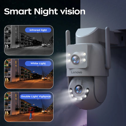 Lenovo 4K PTZ IP Camera Outdoor HD Dual Lens Dual Screen AI Auto Tracking 5G Wifi IP Camera CCTV Audio Video Surveillance
