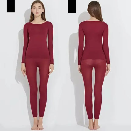 Women Traceless Thermal Underwear Set Unisex Intimate Pajamas Ultra-thin Winter Constant Temperature Long Sleeve Lingerie 2 Piec