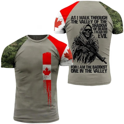 Canada Flag T Shirt Men Maple Emblem Camouflage Tops Pop 3D Jungle Camo Print Proud of Canadian T-shirt Beige Field Short Sleeve