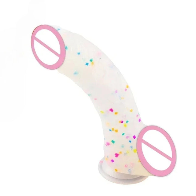 Confetti Dildo Realistic Clear Silicone Dildo, with Strong Suction Cup for Hands-Free Play, Realistic Penis for Women and Couple